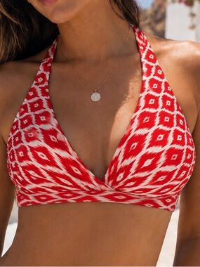 Robin Piccone Red Ikat Halter Bikini Top – Boho Resort Swimwear